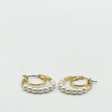 Faux Pearl with Gold Trim Double Hoop Earrings