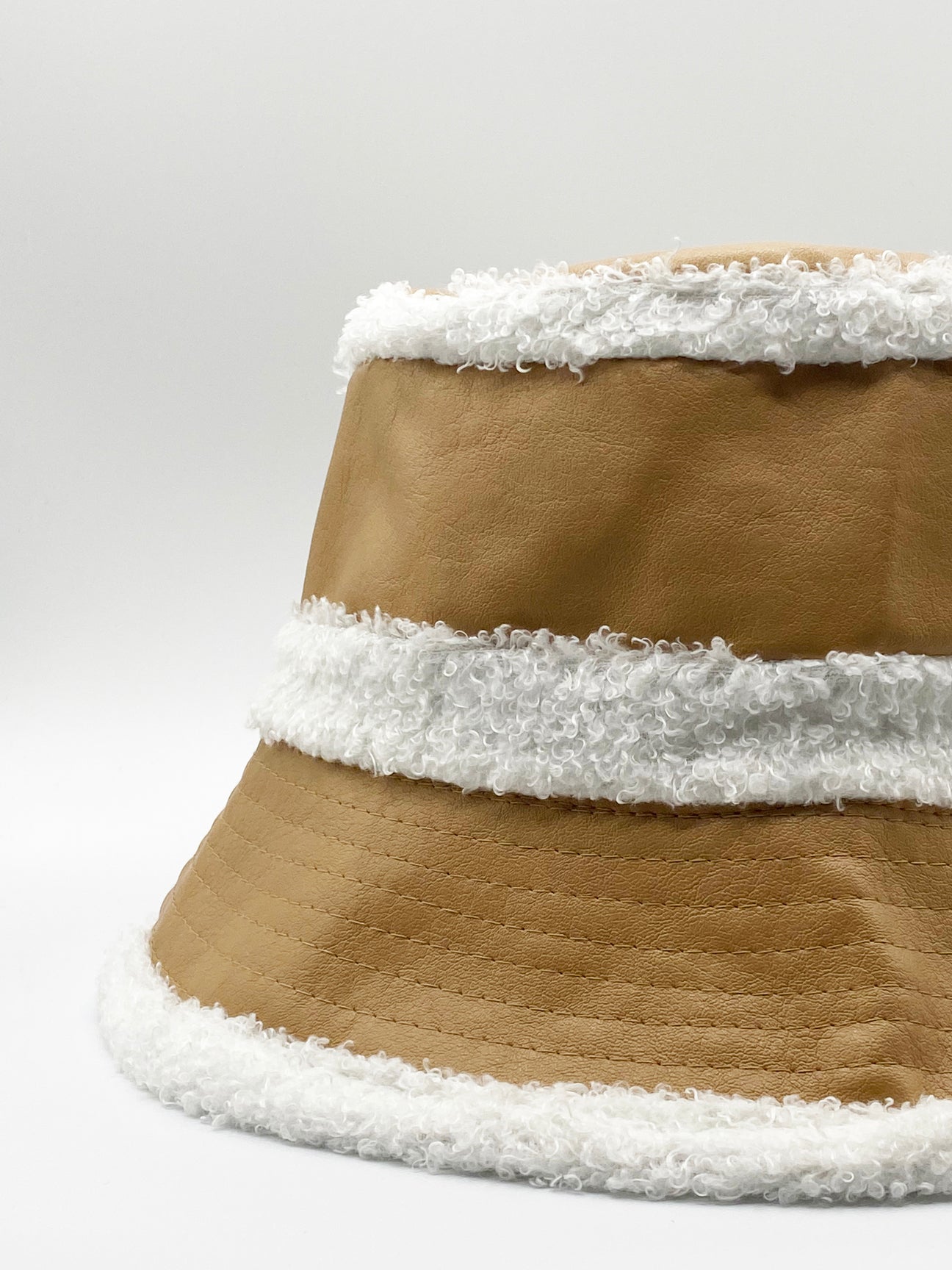Reversible PU Bucket Hat with Borg Trims - svnx