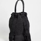 Straw Woven Backpack with PU Trim
