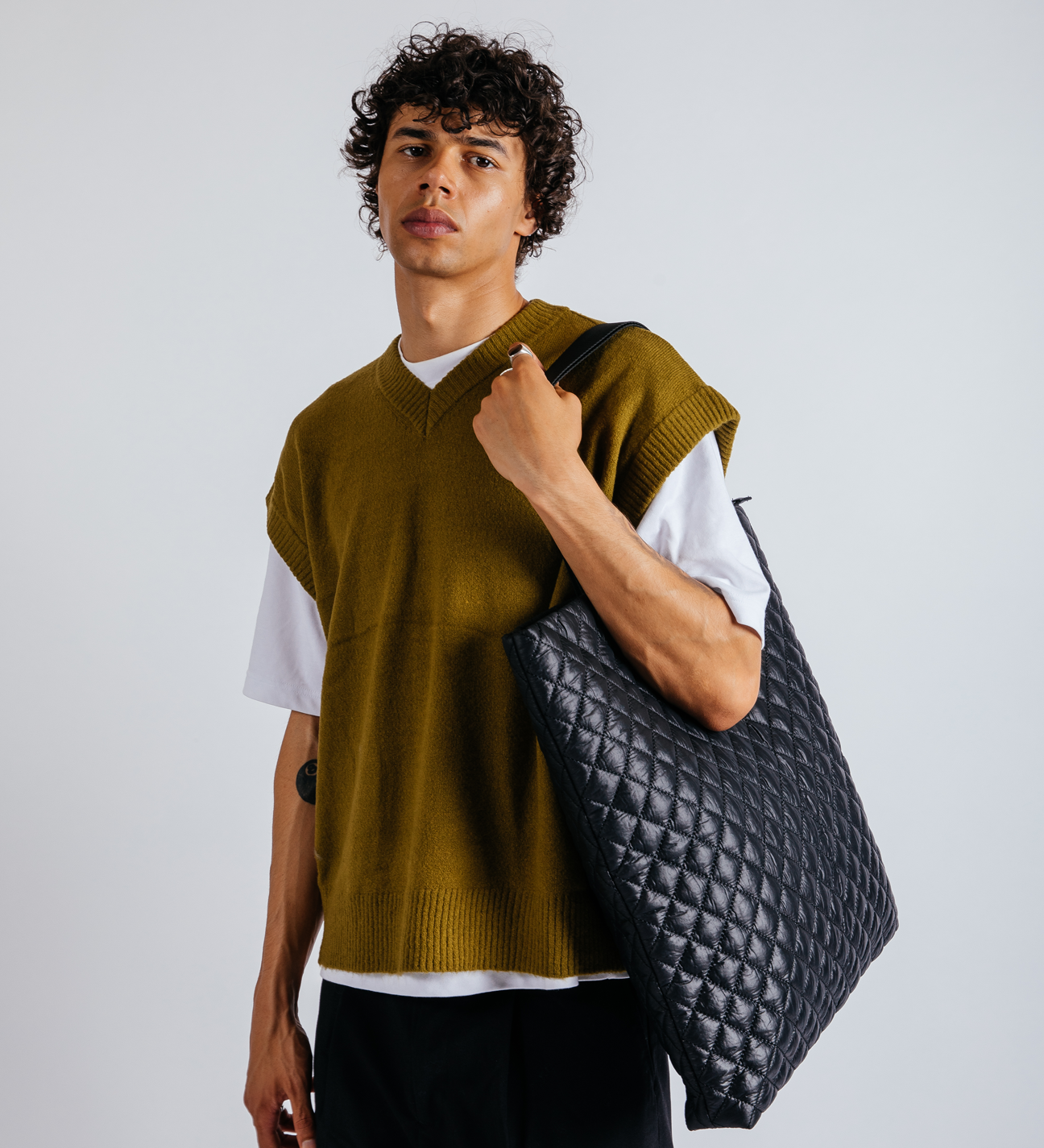 Nylon Quilted Tote Bag