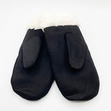 Faux Suede Mittens With Borg Lining