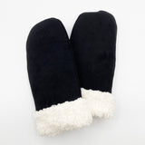 Faux Suede Mittens With Borg Lining