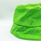 Rylee Bucket Hat With Rhinestone Trim In Lime Green