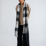 Check Blanket Scarf with Tassles