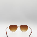 Metal Frame Heart Shape Brown Lenses Sunglasses