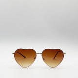 Metal Frame Heart Shape Brown Lenses Sunglasses