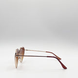 Metal Frame Heart Shape Brown Lenses Sunglasses