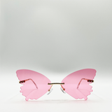 Frameless pink butterfly sunglasses