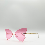 Frameless pink butterfly sunglasses