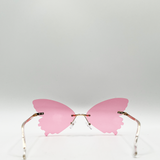 Frameless pink butterfly sunglasses