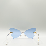 Frameless blue butterfly sunglasses