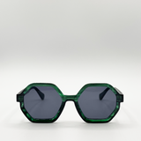 Hexagon plastic frame marble effect sunglasses