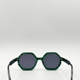 Hexagon plastic frame marble effect sunglasses