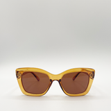 Brown cat eye angular sunglasses with brown lenses