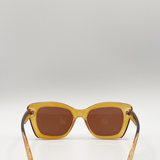 Brown cat eye angular sunglasses with brown lenses