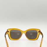 Crystal Mustard Cateye Sunglasses with Mirror Lenses