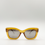 Crystal Mustard Cateye Sunglasses with Mirror Lenses