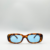 Rectangle plastic frame sunglasses with coloured lenses