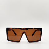 Tortoiseshell Oversized Flat Top Square Frame Sunglasses