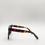 Tortoiseshell Oversized Flat Top Square Frame Sunglasses