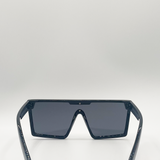 Black Oversized Flat Top Square Frame Sunglasses