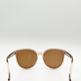 Crystal frame plastic round sunglasses with brown lenses