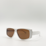 Racer Style Oversized Sunglasses in White
