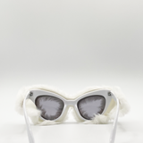 Faux fur novelty sunglasses in white