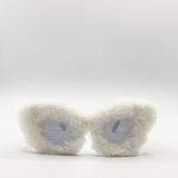 Faux fur novelty sunglasses in white