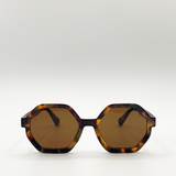 Tortoiseshell oversized Hexagon frame sunglasses