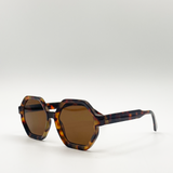 Tortoiseshell oversized Hexagon frame sunglasses