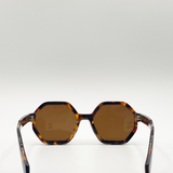 Tortoiseshell oversized Hexagon frame sunglasses