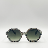 Pale grey tortoiseshell oversized hexagon Sunglasses - svnx