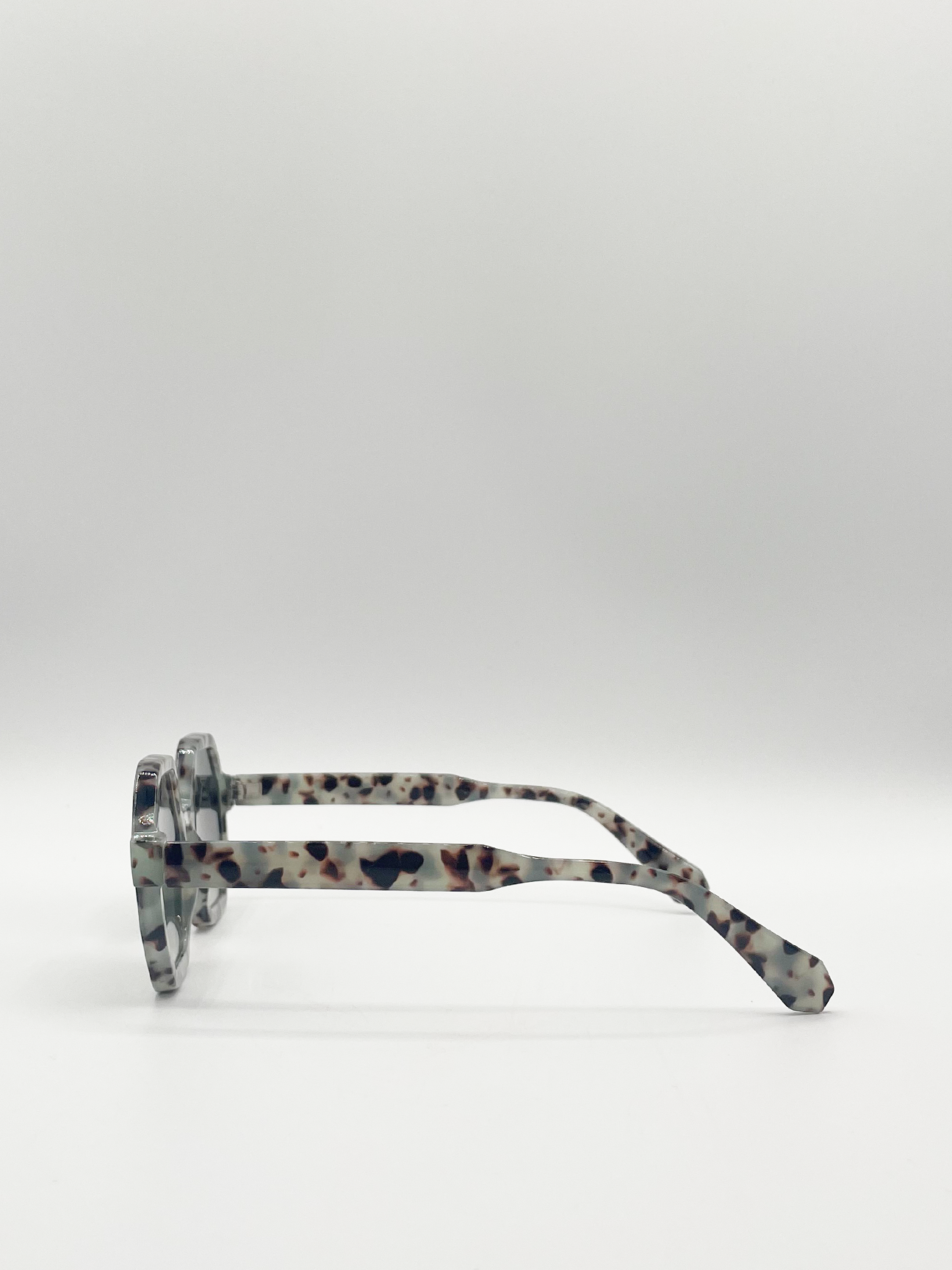 Pale grey tortoiseshell oversized hexagon Sunglasses - svnx