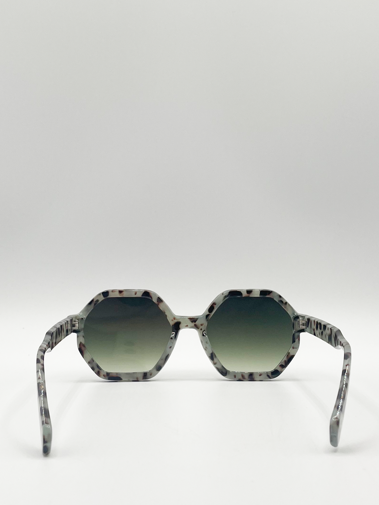 Pale grey tortoiseshell oversized hexagon Sunglasses - svnx