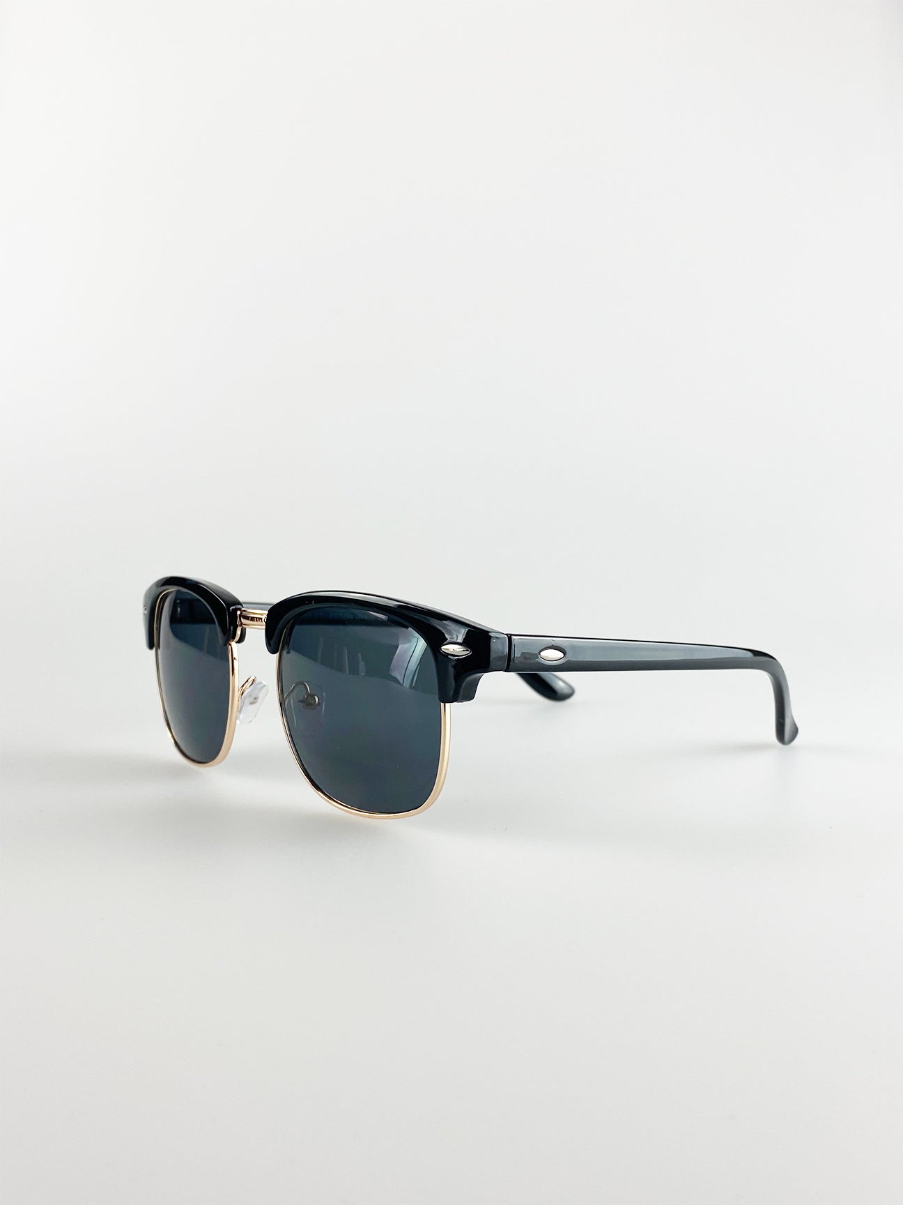 Black Clubmaster Sunglasses with Black Lenses - svnx