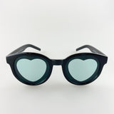 Round Frame Sunglasses with Heart Lenses