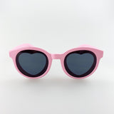 Plastic Round Frame Sunglasses with Heart Lenses