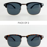 2 Pack Rounded Sunglasses In Tortoise Shell And Black