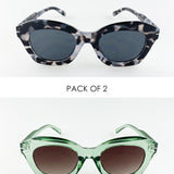 2 Pack Square Frame Sunglasses with Round Lenses