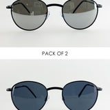 2 Pack Rounded Sunglasses with Metal Frames