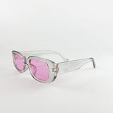 Retro Crystal Rectangle Frame Sunglasses With Coloured Lenses