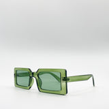 90's Mid Frame Rectangle Sunglasses In Crystal Green