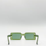 90's Mid Frame Rectangle Sunglasses In Crystal Green