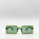 90's Mid Frame Rectangle Sunglasses In Crystal Green