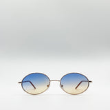 Round Metal Frame Sunglasses With Sunset Lenses