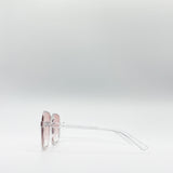 Square Sunglasses In Clear Frame and Peach Tinted Lenses