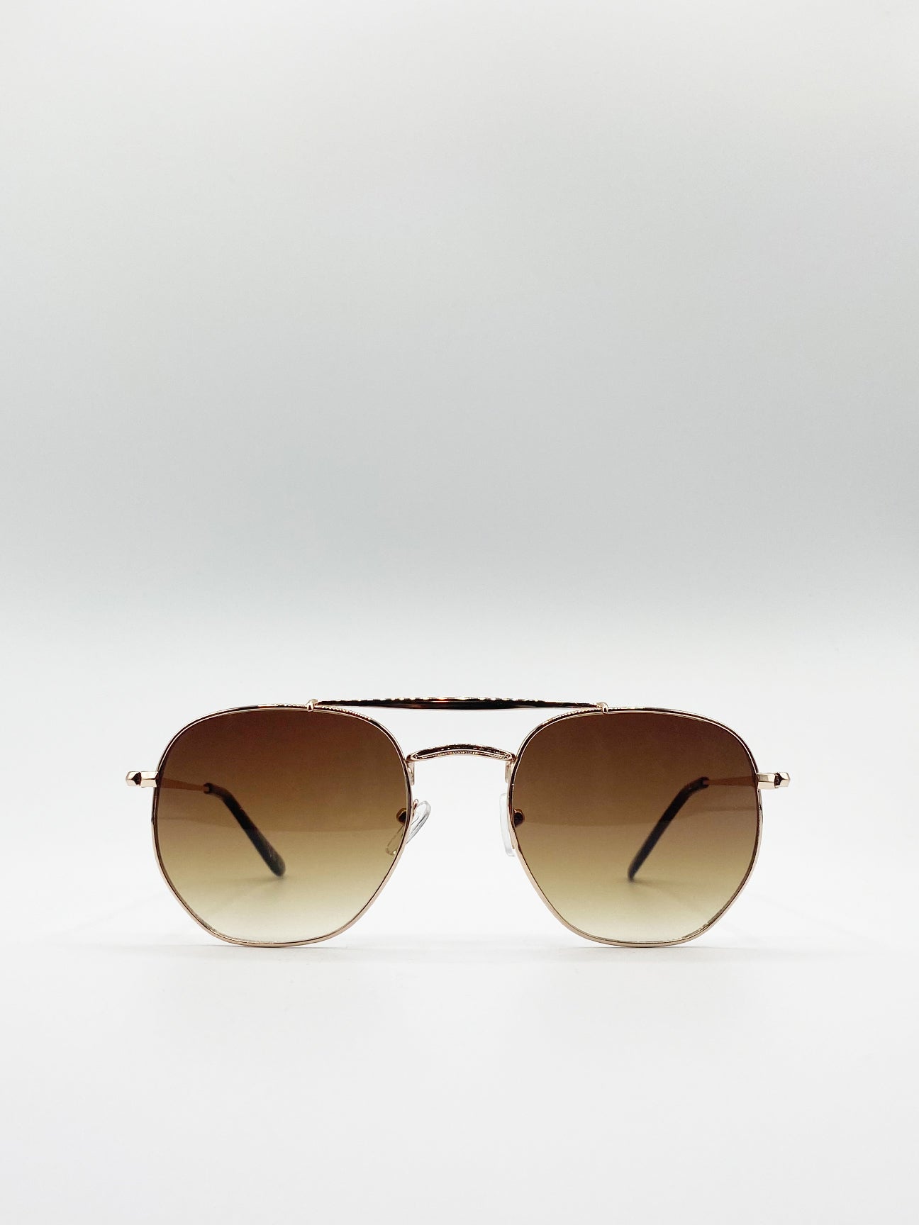 Double Bridge Metal Frame  Sunglasses - svnx