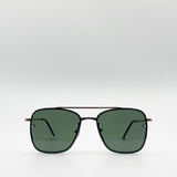 Metal Frame Square Aviator Style Sunglasses