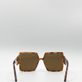 Oversized Square Sunglasses With Temple Frame Detail